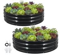 VIREO GARDEN Raised Garden Bed 2Pcs,120x120x30cm Round Raised Bed,Grey