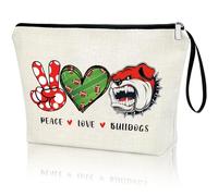 Virfuntaki Bulldogs Lover Gift Makeup Bag Georgia Love Fan Gift for Bulldogs College Football Team, College Basketball Sports Merch Bulldog Spirit Peace Love Bulldogs, White