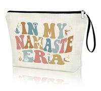 Virfuntaki IN MY NAMASTE ERA Meditation Gift Yoga Mandala Spiritual Gift Makeup Zipper Bag Cosmetic Pouch for Girl Women Yoga Studio Decor Spiritual Meditation Decoration, White