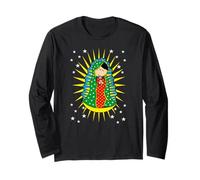 Virgen de Guadalupe Cartoon Our Lady Virgen Catholic Saint Long Sleeve T-Shirt
