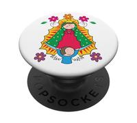 Virgen de Guadalupe Cartoon Santa María de Guadalupe PopSockets Adhesive PopGrip