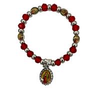 Virgen De Guadalupe Red Rosary Beaded Bracelet Recuerdos de Bautizo Primera Comunion, Our Lady of Guadalupe Party Favor - 12 PCS, 2.5 inches, Acrylic, acrylic