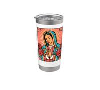 Virgen de Guadalupe Rosa de Castilla Folk Poster Stainless Steel Insulated Tumbler
