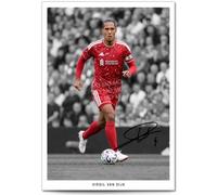 Virgil Van Dijk Liverpool Signed Photo Poster Print Picture Display Framed Autograph Memorabilia for Football Fans Gift Netherlands (A4 poster Only B+W)