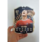 Virgil Van Dijk TOTS 97 EA FC 24 Ultimate Team FUT Card Printed on Hard Contoured Material - Decorative Sign - A5 - 21 x 15 cm - Engineered Wood - Modern Style - Sports Theme - Wall Mount