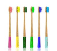 Virgin Forest Bamboo Toothbrush, Natural Eco Friendly Biodegradable Wood Toothbrushes, Vegan Organic Charcoal Tooth Brush, Pack of 6