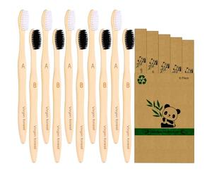 Virgin Forest Bamboo Toothbrushes, 10 Pcs Eco Friendly Biodegradable Toothbrush with Soft Bristles