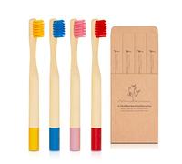 Virgin Forest Kids Bamboo Toothbrushes, Child Size Soft BPA Free Colored Safe Bristles (4 Pack)