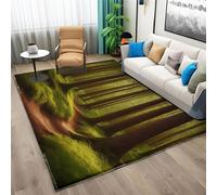 Virgin Forest Landscape Area Rug 80 x 150 cm - Washable Non-Slip Low Pile Soft Floor Carpet Green for Living Room Bedroom Dining Room Kitchen Lounge Office Play Room Hall Home Decor