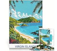 Virgin Islands Beach Scene Jigsaw Puzzle1000 Pieces Mind Train Fun Clean Cut Sturdy Components Captivating Leisure for Cozy Indoors (38x52cm)