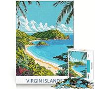 Virgin Islands Beach Scene Jigsaw Puzzles for Adults 1000 Think Boost Game Precise Interlock Structure Easy to Learn Family Enjoyment (50x75cm)