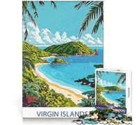 Virgin Islands Beach Scene Puzzles for Teenagers 1000 Piece Intellect Skill Tranquil Escape Clean Join (38x52cm)
