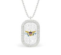 Virgin Islands Flag Paisley Pattern Funny Pendant Necklace for Women Personalized Fashion Jewelry Diamond Necklaces for Wedding Birthday Gold Silver