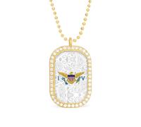 Virgin Islands Flag Paisley Pattern Funny Pendant Necklace for Women Personalized Fashion Jewelry Diamond Necklaces for Wedding Birthday Gold Silver