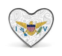 Virgin Islands Flag Paisley Pattern Novelty Metal Badges Love Shape Heart Form Brooch Pin Clothes Hat Bag Accessories