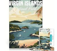 Virgin Islands National Park Poster 1000-piece Jigsaw Puzzles Brain Training Fun Tight Interlock No Gaps Bonding Activity for Loved Ones (38x26cm)