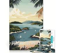 Virgin Islands National Park Poster 1000 Piece Jigsaws for Adults Brain Recall Game Tight Interlock No Gaps Calming Mental Break Activity (50x75cm)