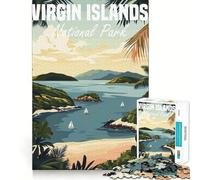 Virgin Islands National Park Poster 1000-piece Puzzle for Teenagers Mind Skill Fun Uniform Size Precise Pieces Relaxing Indoor Group Activity (38x52cm)