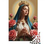 Virgin Mary 1000 Pc Cardboard DIY Religious Icon Style Art Jigsaw, Concentration Training Teens, Stress Relief, Vibrant Colours & After-School Fun 70x50cm/1000pcs