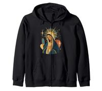 Virgin Mary Abstract Catholic Prayer Icon Art Zip Hoodie