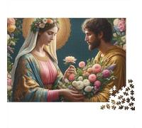 Virgin Mary And Joseph 1000pc Thick Cardboard Jigsaw Puzzle for Stress Relief Seekers Christmas Gathering Home Decor Classroom Puzzle Activity Gift Idea 52x38cm/1000pcs
