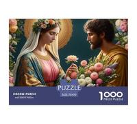 Virgin Mary And Joseph Impossible Hard Difficult Challenging 1000 Piece Puzzle - Holy Couple with Flower Bouquet for Adults Decompression Great Gift Idea70x50cm/1000pcs