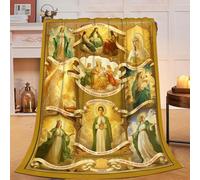 Virgin Mary Blanket Christian Faith Prayer Throw Inspirational Scripture Spiritual Catholic Religious Gifts for Women Girls Men Kids Adults Soft Cozy Plush Fluffy Fuzzy Fleece Decor 40''X50''