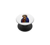 Virgin Mary Blue Medieval Gothic Cathedral Art Mosaic Style PopSockets Adhesive PopGrip