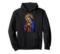 Virgin Mary Blue Medieval Gothic Cathedral Art Mosaic Style Pullover Hoodie