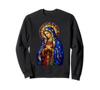 Virgin Mary Blue Medieval Gothic Cathedral Art Mosaic Style Sweatshirt