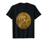 Virgin Mary Byzantine Orthodox Sacred Medal Icon Art Prayer Value Graphic T-Shirt