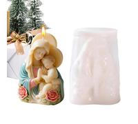 Virgin Mary Candle Mold Reusable Non-Stick Making Mother Child Mould | Holy Family Statue Mold for Gypsum Plaster Fondant Sculpture Thanksgiving Party Offices Home Desk