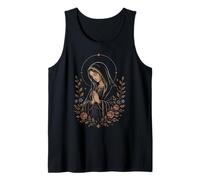 Virgin Mary Catholic Faith Prayer Madonna Floral Saint Tank Top