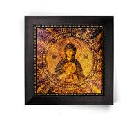 Virgin Mary & Child, Framed Stone Replica of the North Dome Mosaic in the Chora Church in Istanbul, Catholic & Christian Wall Art, Ancient Byzantine Icon, Religious Paintings for Home Décor