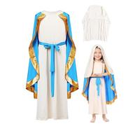 Virgin Mary Cost Ume - Nativity Scene - Co,stume | Virgin Mary Cos.tume S For Girl Christmas | Biblical Character Cloak, Kids School Pageant Wear For Holiday Role Play Performance