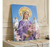 Virgin Mary Diamond Art Kits with Frame for Adults Beginners,Pearls Painting Kits for Adults,5D Special Shape Crystal Rhinestones Painting for Home Wall Decoration 30x40cm-BK18