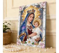 Virgin Mary Diamond Art Kits with Frame for Adults Beginners,Pearls Painting Kits for Adults,5D Special Shape Crystal Rhinestones Painting for Home Wall Decoration 30x40cm-BK17