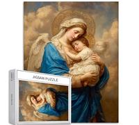 Virgin Mary Holding Baby 1000 Piece Jigsaw Puzzles for Adults White Wings Art Jigsaw Puzzle Colorful DIY Puzzles for Home Decoration Gifts Family Puzzle Perfect for Game Nights 50×70cm