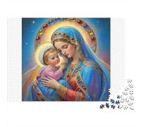 Virgin Mary Holding Child 100% Recycled Cardboard Virgin Mary with Child Halo 1000Pc Jigsaw Puzzle For Adults & Kids Fun Present 38x26cm/1000pcs