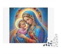 Virgin Mary Holding Child 1000 Pieces Puzzles Colorful Virgin Mary & Child Wall Decoration Decompression Jigsaw for Men And Women Challenging Puzzles Jigsaw Puzzles for Adults 38x26cm/1000pcs