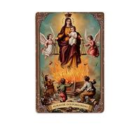 Virgin Mary Holding Child Angels Vintage Tin Sign,Retro Wall Art,Metal Poster for Home, Bar, Garage, Cafe, Rustic Indoor & Outdoor Decor, 8x12 Inch