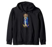 Virgin Mary Immaculate Conception Gothic Mosaic Icon Art Zip Hoodie