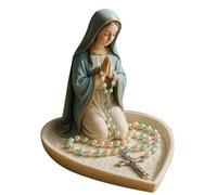 Virgin Mary Jesus Rosary Holder | Resin Rosary Bead Necklace Holder - Home Decor for Men Couples Student Teacher Offices Room Desk Desktop Holiday