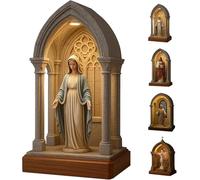 Virgin Mary LED Devotional Table Lamp,Elegant Sacred Virgin Mary Statue Night Light,Handmade Virgin Mary Catholic Decor Table Lamp,Soft Eye Protecting for Studying/Reading,Christian Home Decor