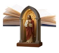 Virgin Mary LED Devotional Table Lamp | LED Virgin Mary Statue Lamp with Soft Illumination | Elegant Handmade Catholic Decor Night Light for Bedroom Dorm Library Reading Nook (B)