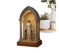 Virgin Mary LED Devotional Table Lamp | LED Virgin Mary Statue Lamp with Soft Illumination | Elegant Handmade Catholic Decor Night Light for Bedroom Dorm Library Reading Nook (A)
