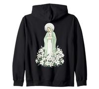 Virgin Mary Lily Catholic Devotional Zip Hoodie