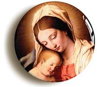 VIRGIN MARY MADONNA PORTRAIT BADGE BUTTON PIN (Size is 1inch/25mm diameter)