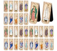 Virgin Mary Magnetic Bookmarks: 30 Pcs Religious Bookmark Set, 10 Distinct Designs with Catholic Artwork, Ideal Gift for Christian Believers, Art Collectors and Faithful Readers