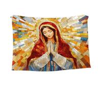 Virgin Mary Mosaic Flannel Throw Blanket | Religious Spiritual Decor Plush Prayer For C & Meditation Soft Blanket |